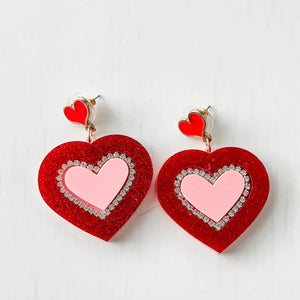 Heart On Heart" Dangle Earrings