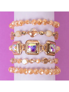 Champagne Stacked Beaded Bracelets