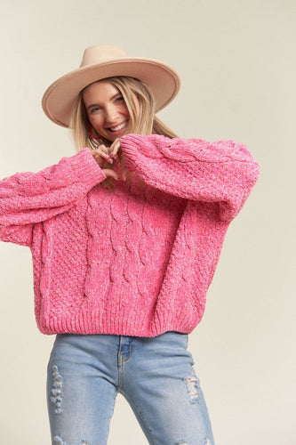 Pink Cable Knit Sweater Top