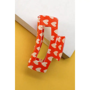 Rectangle Heart Hair Claw Clips