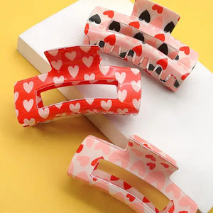 Rectangle Heart Hair Claw Clips