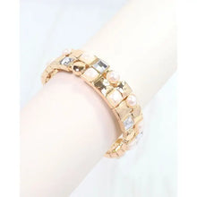 Pearl, bling, gold stretch bracelet