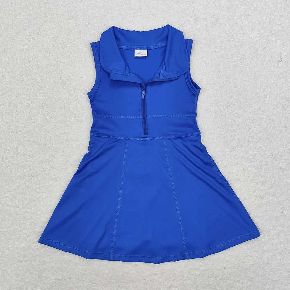 Kids Royal blue Athletic Zip Active Wear Knee Length Dresses