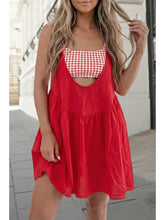 Gingham Patchwork 2pcs Romper Inside Mini Dress