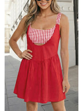 Gingham Patchwork 2pcs Romper Inside Mini Dress