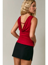 Sleeveless High Neck Cowl Back Detail Knit Top