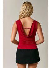 Sleeveless High Neck Cowl Back Detail Knit Top
