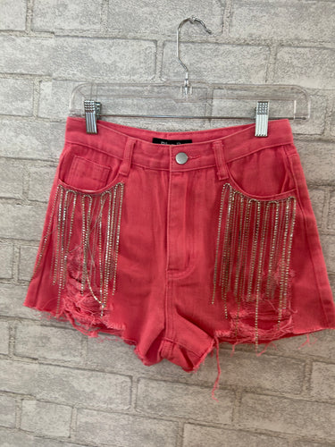 Pink Rhinestone Shorts Sale