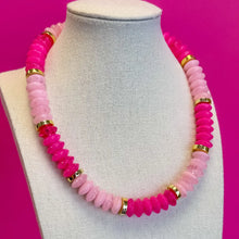 Colorful Chunky Bead with Gold Bead Necklace - Pink
