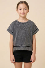 Girls Open Tulip Back Washed Knit Tee