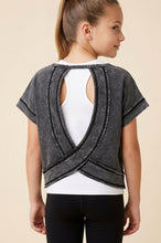 Girls Open Tulip Back Washed Knit Tee
