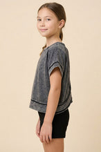 Girls Open Tulip Back Washed Knit Tee
