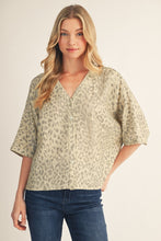 Button Down Metallic Leopard Top