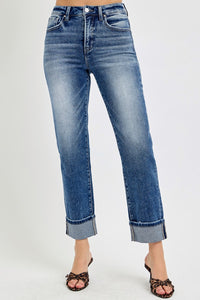 TUMMY CONTROL HIGH RISE CROP STRAIGHT JEANS-Risen brand