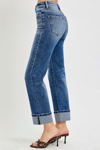 TUMMY CONTROL HIGH RISE CROP STRAIGHT JEANS-Risen brand