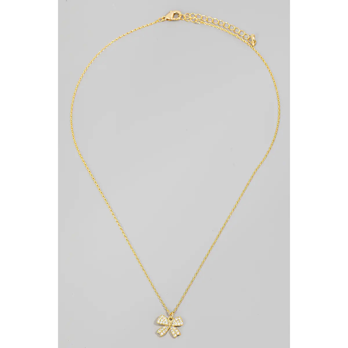Pave Ribbon Bow Pendant Necklace