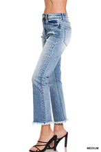 HIGH RISE STRAIGHT RAW HEM CROPPED DENIM PANTS-zenana brand