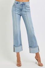 HIGH RISE ANKLE STRAIGHT WIDE CUFFED JEANS-risen brand