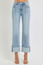 HIGH RISE ANKLE STRAIGHT WIDE CUFFED JEANS-risen brand