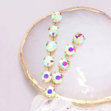 Round Stone Link Dangle Evening Earrings