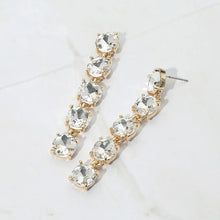 Round Stone Link Dangle Evening Earrings