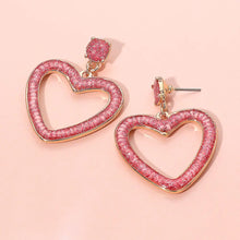 Glitter Open Heart Dangle Earrings