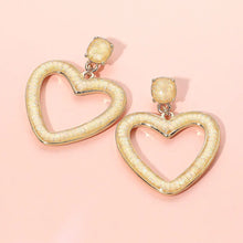 Glitter Open Heart Dangle Earrings