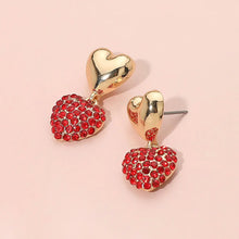 Rhinestone Embellished Heart Dangle Earrings