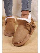 Faux Suede Bow Decor Plush Lining Booties