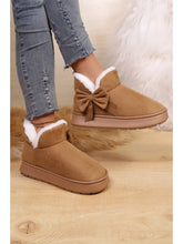 Faux Suede Bow Decor Plush Lining Booties