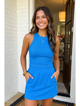Blue Slim Tank Top Mini Skort 2pcs Outfit