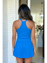 Blue Slim Tank Top Mini Skort 2pcs Outfit
