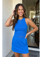 Blue Slim Tank Top Mini Skort 2pcs Outfit
