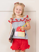 Polka Dot Pencil & Apple Ruffle Outfit