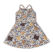 Preorder Strap Leopard Kids Girls Athletic Dresses- with bows
