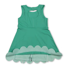 Preorder Scallop Plaid Bow Green Kids Girls Summer Athletic Dress