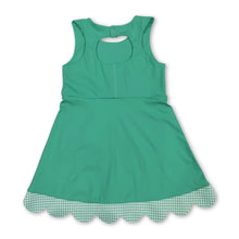 Preorder Scallop Plaid Bow Green Kids Girls Summer Athletic Dress