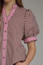 Burgundy/pink stripe top