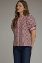 Burgundy/pink stripe top
