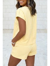 Preorder. Yellow Loose Polo Tee Elastic Waist 2pcs Short Set