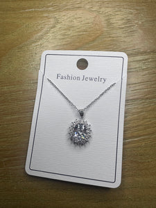 Silver diamond cluster necklace