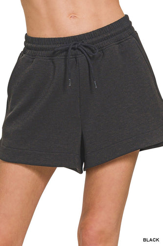 SCUBA ELASTIC WAISTBAND SHORTS WITH POCKET-drawstring