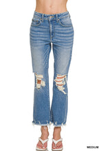 Zenana denim Distressed Knee And Hem Denim Pants
