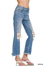 Zenana denim Distressed Knee And Hem Denim Pants