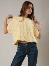 Butter yellow Round Neck Short Sleeve Knit Sweater Top