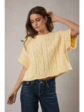 Butter yellow Round Neck Short Sleeve Knit Sweater Top