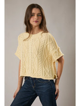 Butter yellow Round Neck Short Sleeve Knit Sweater Top