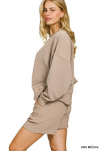 Tan Ribbed Round Neck Pullover & Shorts Set
