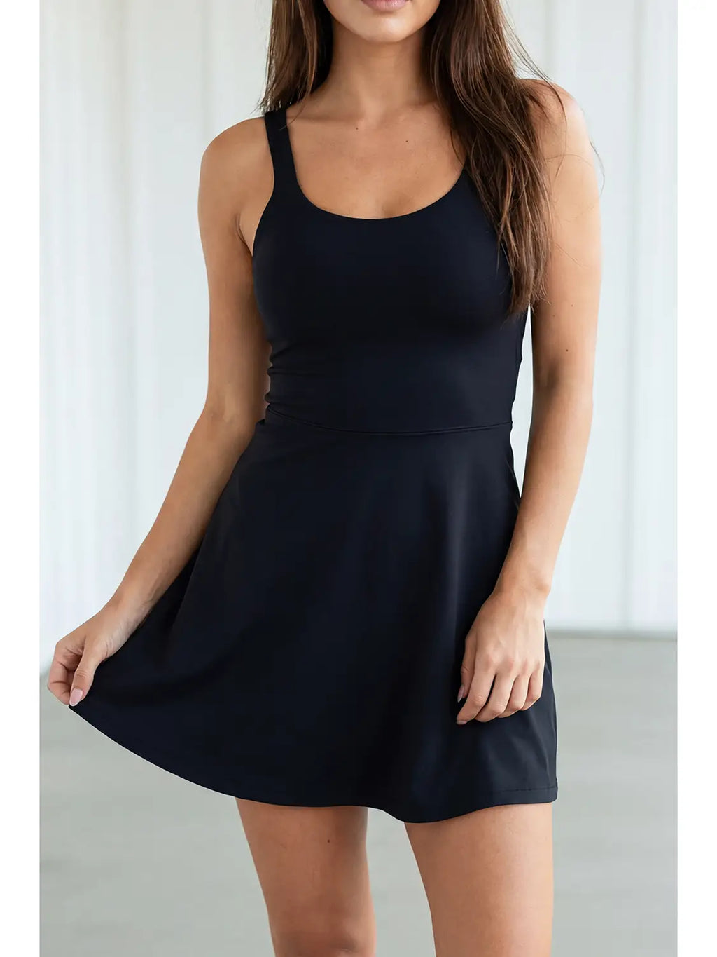 Black Twisted Strappy Back Active Mini Dress