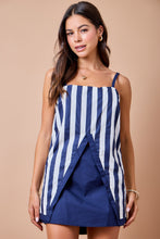 Striped cami top split open  front with skort